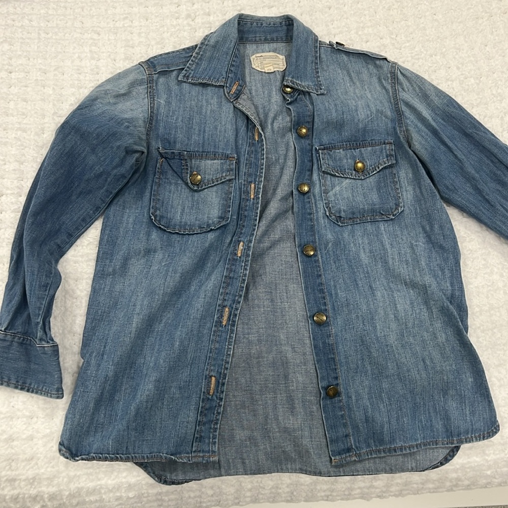 Current Elliott Light Denim Button Down Cotton Sh… - image 1